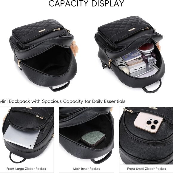 Mini Leather Backpack Purse for Women Small Casual Cute Fashion Bag for Girls main image 6